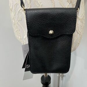 ISADORA Italian Black Leather Crossbody Bag‎ NWT